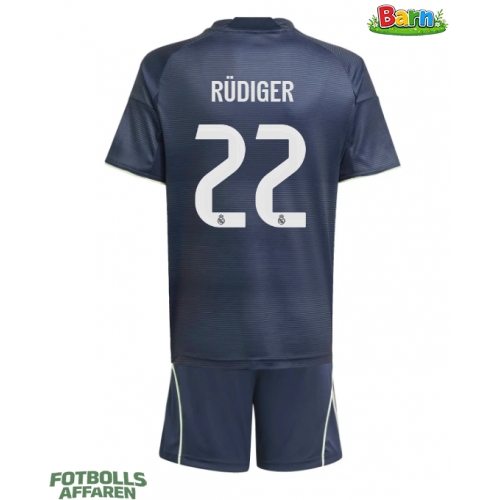 Real Madrid Antonio Rudiger #22 Bortaställ Barn 2025-26 Kortärmad (+ Korta byxor)
